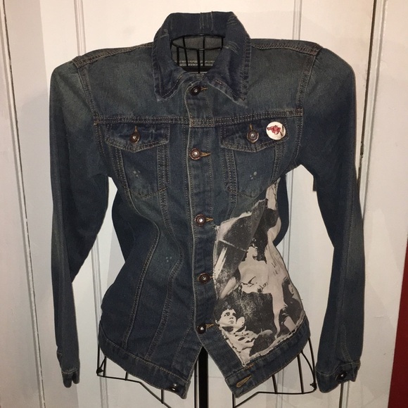 Vintage handmade The Velvet Underground denim jacket custom medium